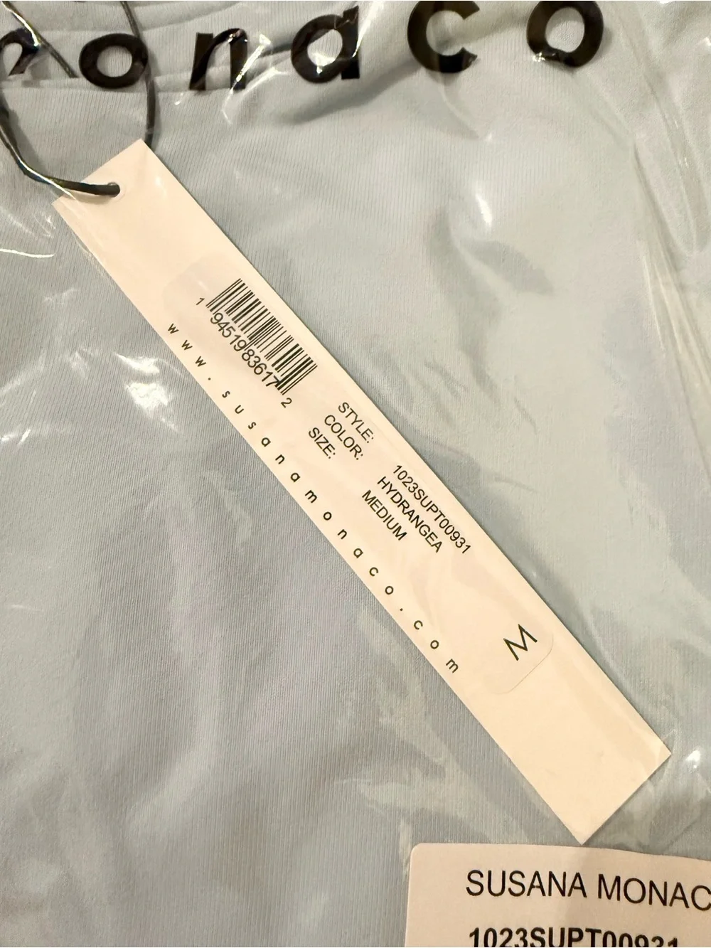 Susana Monaco Long Sleeve Crew Top Hydrangea Light Blue Med NWT Stretch Jersey - Picture 4 of 6